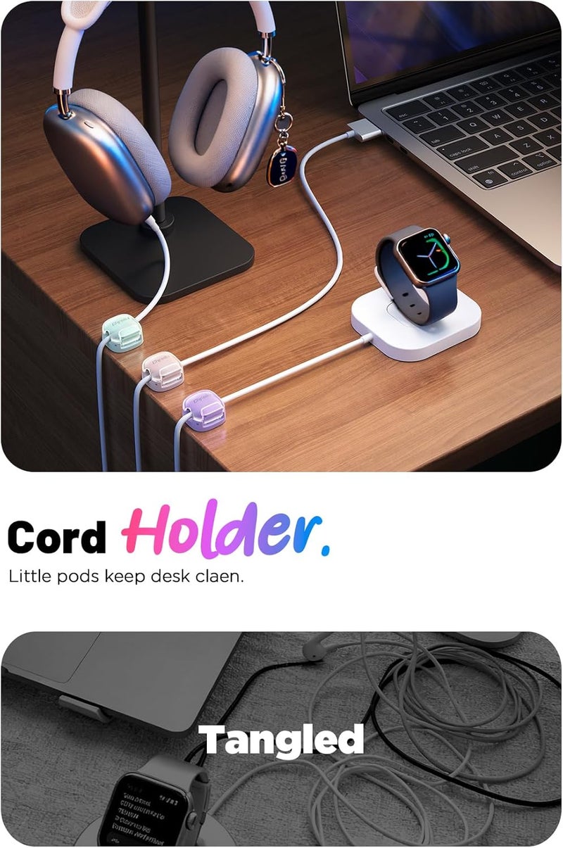 Chfeila Cable Clips,8 Pack Cord Holder Cord Organizer Clasp [Strongest Adhesive] Cord Clips Phone Charger Wire Clips Cord Organizer for Appliances Home Office Desktop Nightstand Kitchen Cute Desk Accessories - Image 2